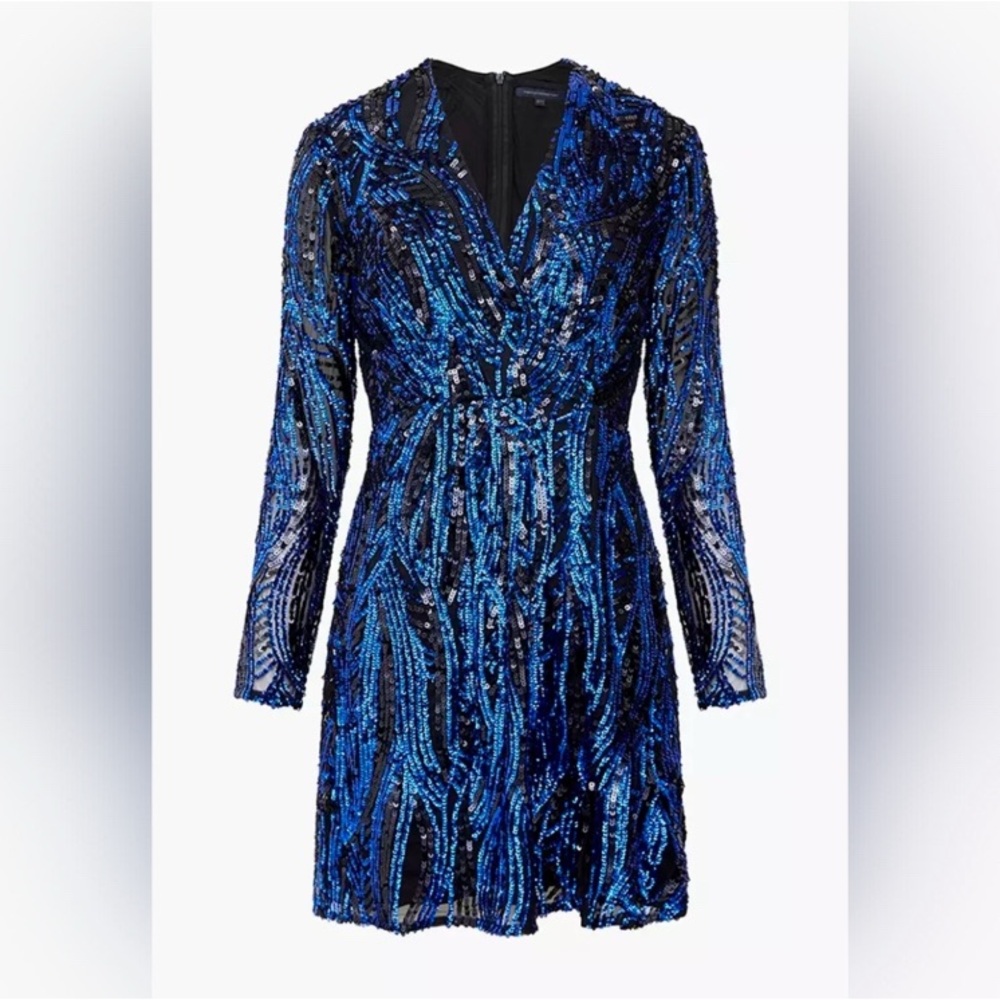 French Connection Blue Sequin Deniz Mini Dress XL 12